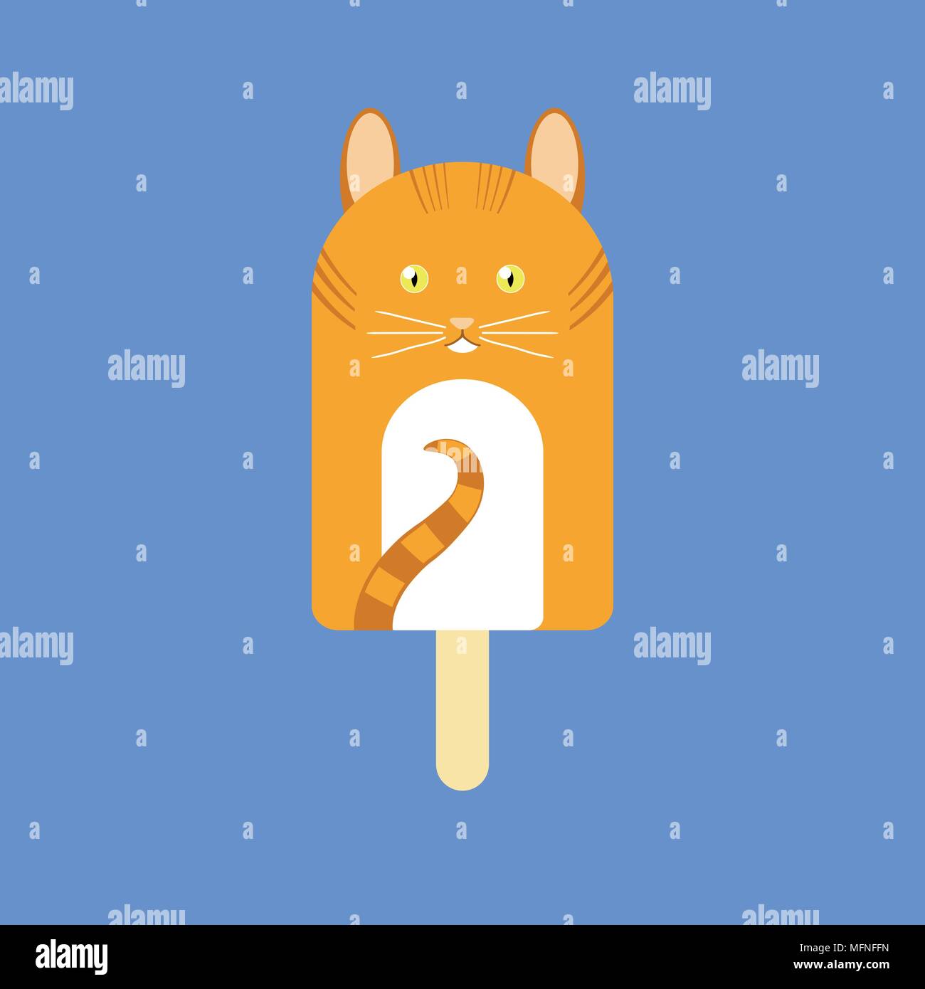Popsicle in the shape of a Ginger Cat Stock Vector