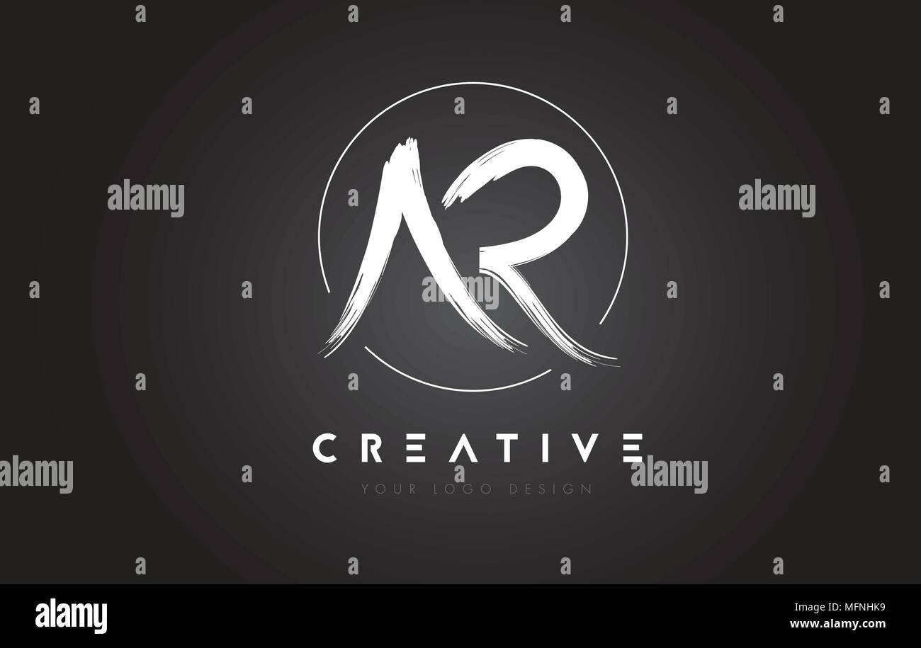 AR Brush Letter Logo Design. Artistic Handwritten Brush Letters Logo Concept Vector. Stock Vector