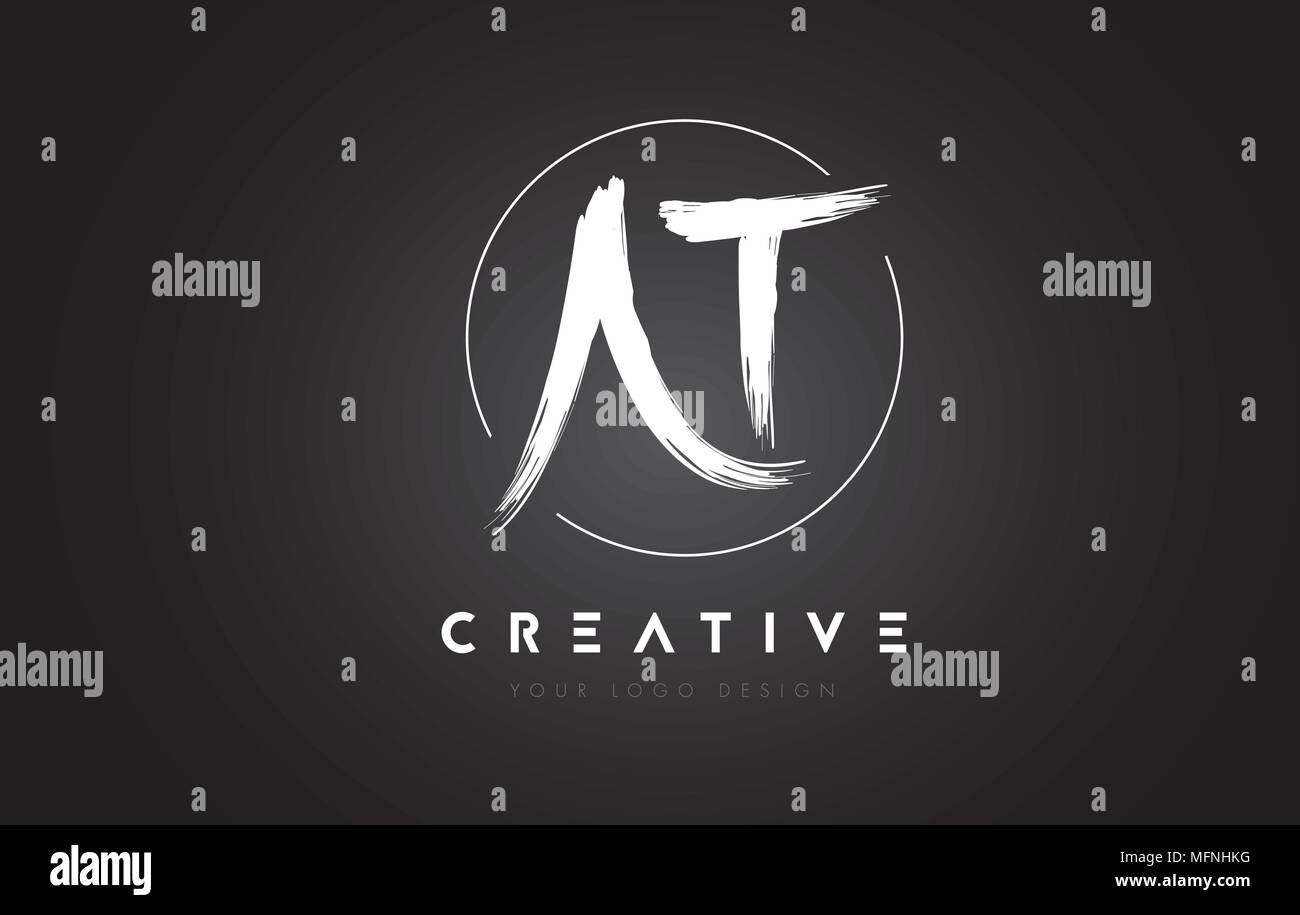 AT Brush Letter Logo Design. Artistic Handwritten Brush Letters Logo ...