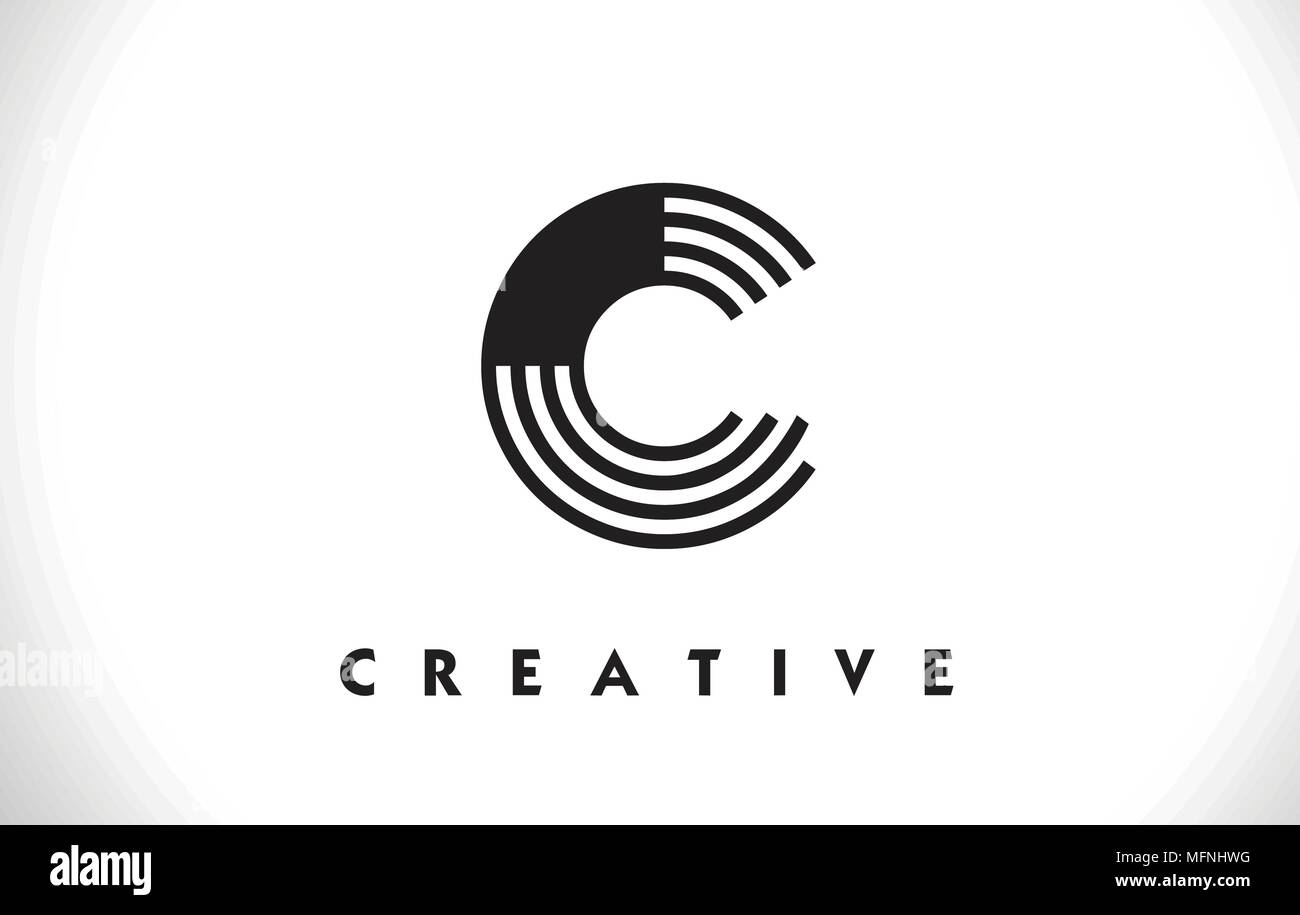 C Letter Logo With Black Lines Design. Line Letter Symbol Vector ...