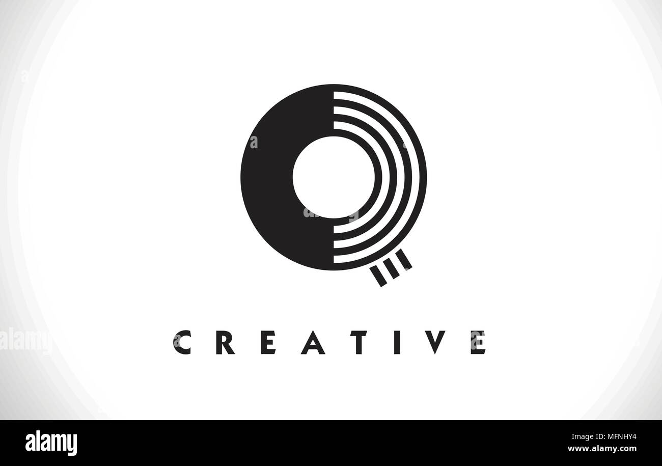 Q Letter Logo With Black Lines Design. Line Letter Symbol Vector ...