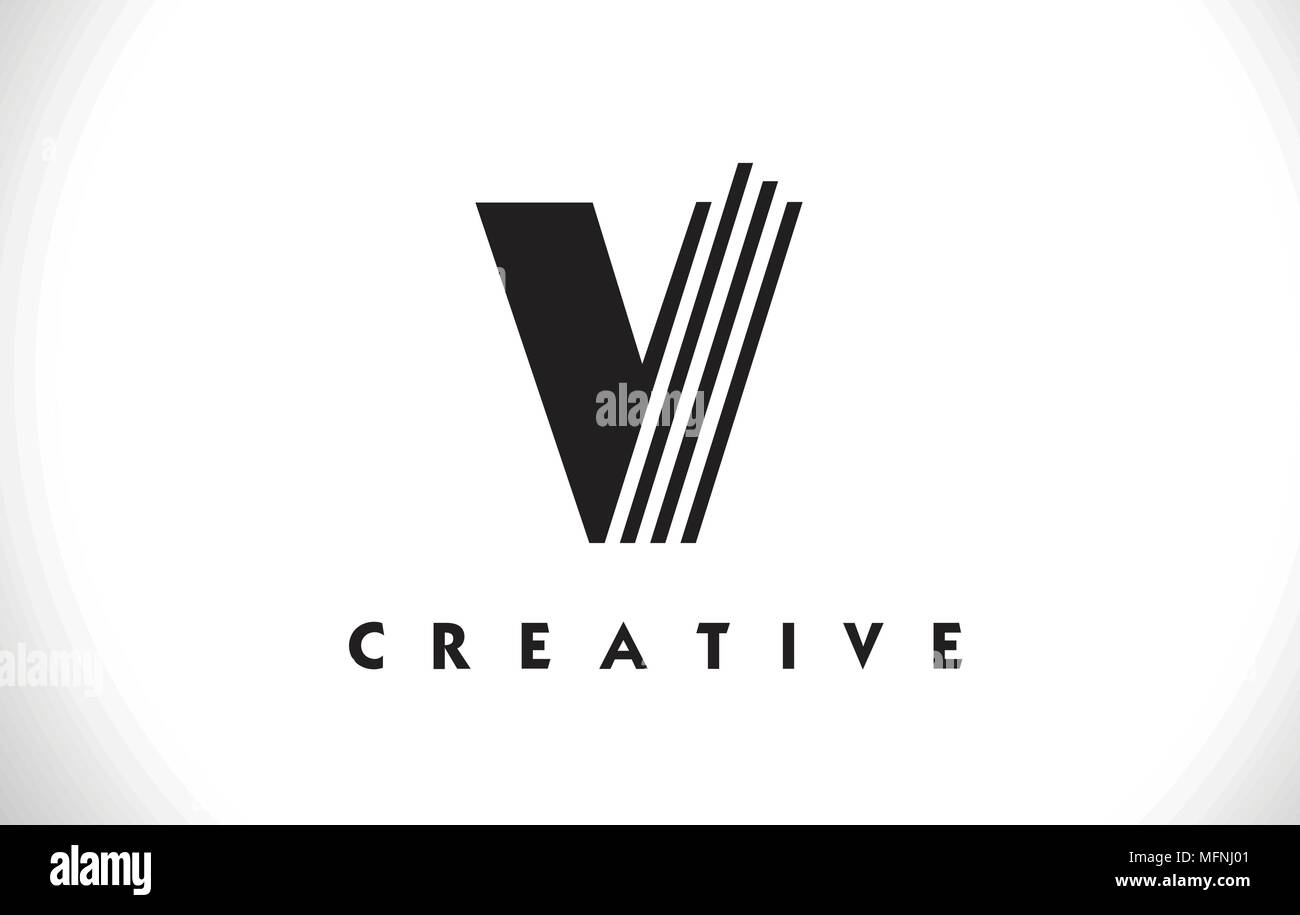 V Letter Logo With Black Lines Design. Line Letter Symbol Vector ...