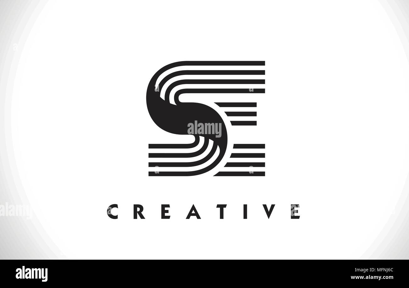 SE Letter Logo With Black Lines Design. Line Letter Symbol Vector ...