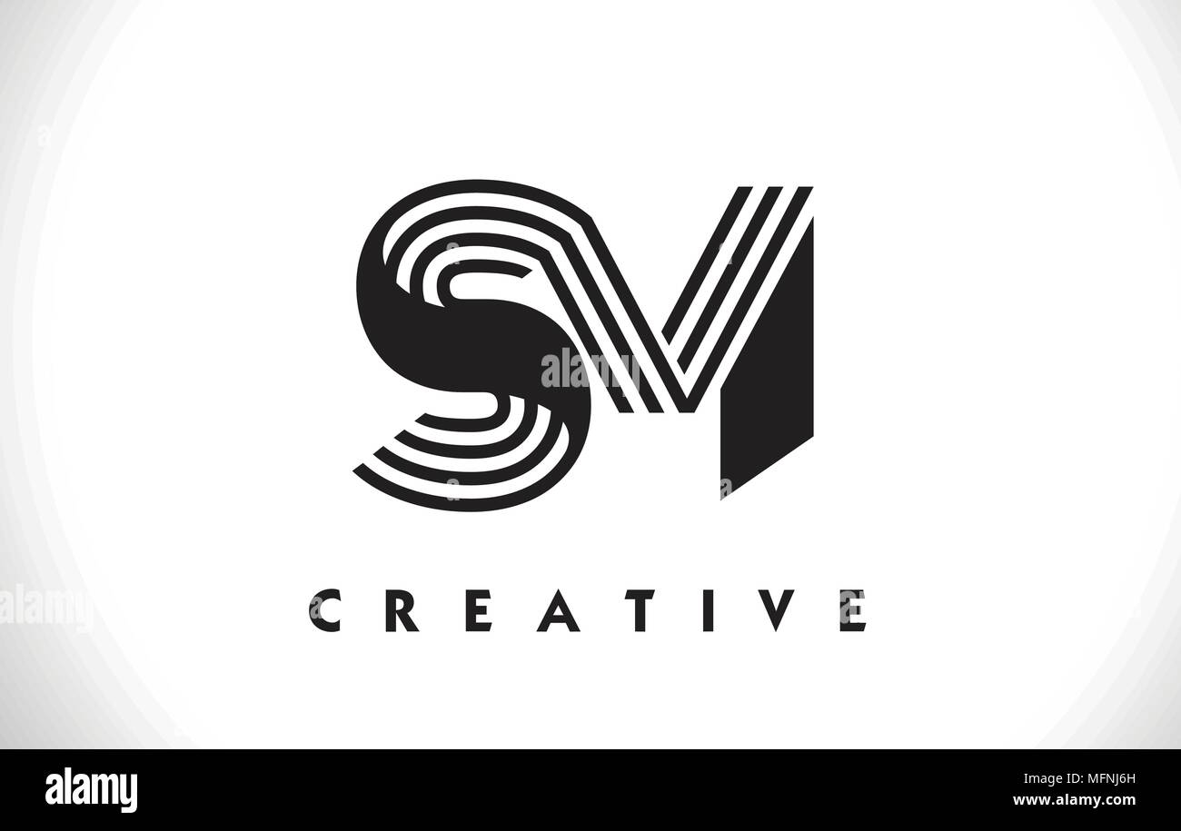 SM Letter Logo With Black Lines Design. Line Letter Symbol Vector ...
