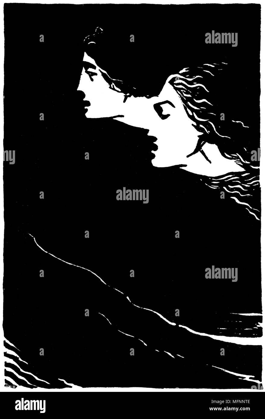 Paolo and Francesca' Early 20th century illustration for the poem by Dante Alighieri (1265-1321), Italian poet. Stock Photo