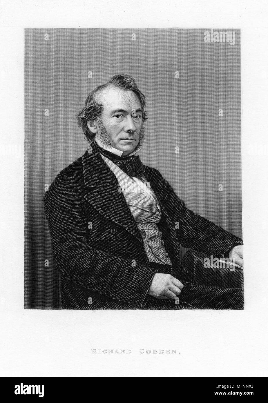 Richard Cobden (1804-1865) 'the Apostle of Free Trade'. British politician, economist and Lancashire calico manufacturer.    A founder in 1838 of Anti-Corn Law League and campaigner for Free Trade.   From 'The World's Great Men'. (London, c.1870).  Engraving. Stock Photo