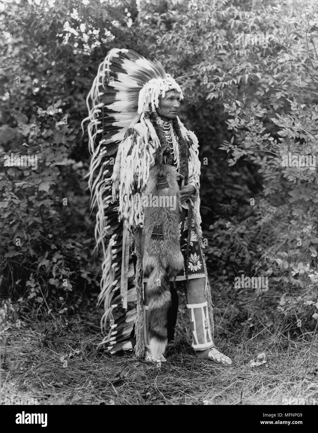 Chief Umapine, full-length portrait, 1913.  Photograph by Joseph Kossuth Dixon. Stock Photo