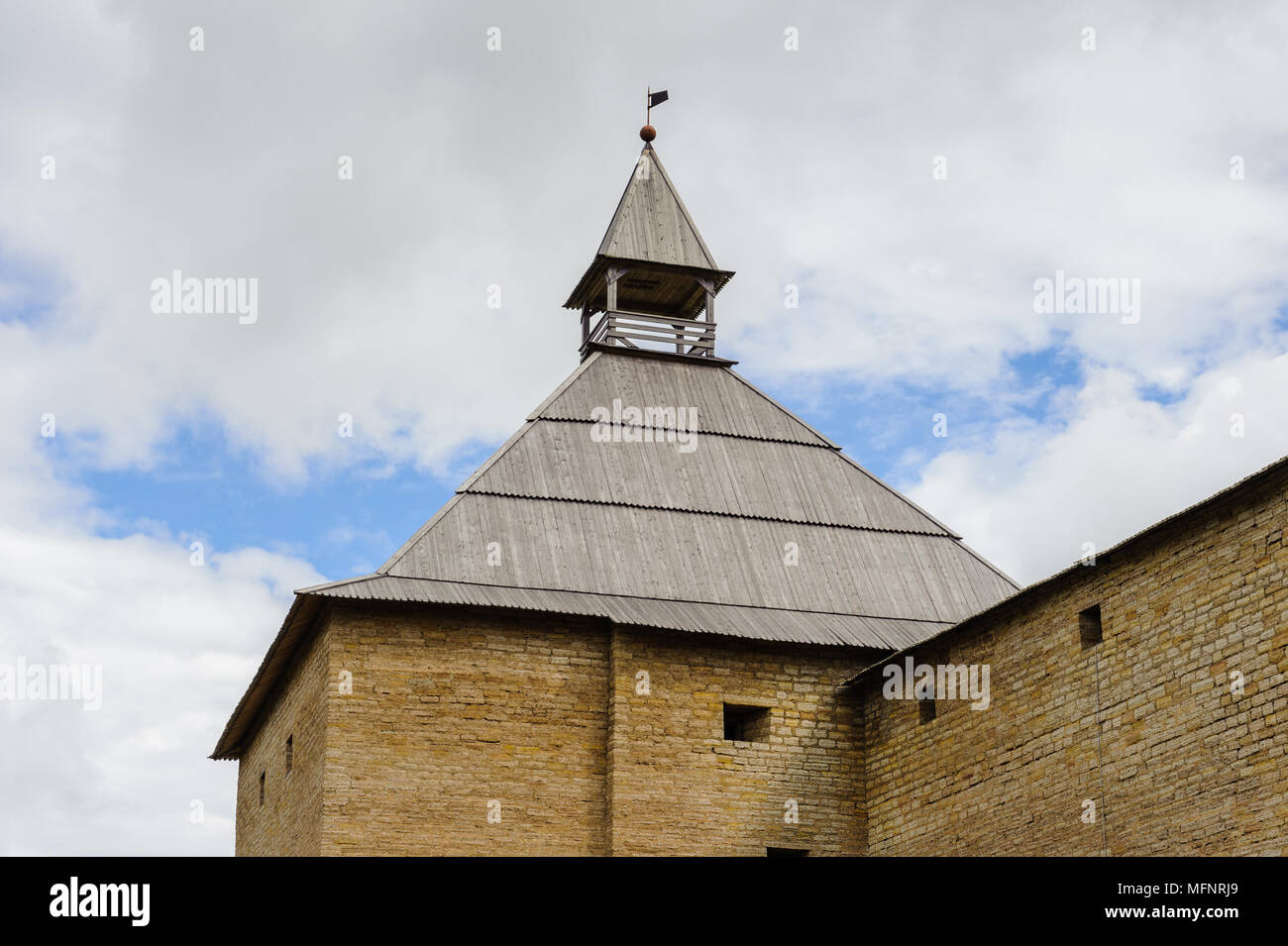 Tower of the fortress of Ladoga, town Old Ladoga, Russia Stock Photo