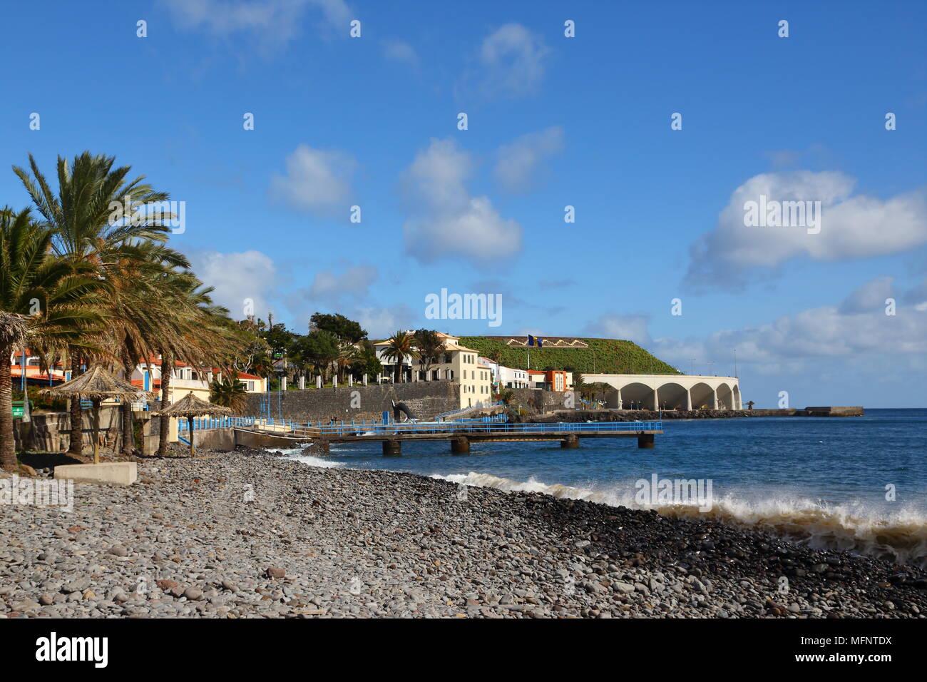 Pebble beach at Santa Cruz on the Portuguese Island of Madeira