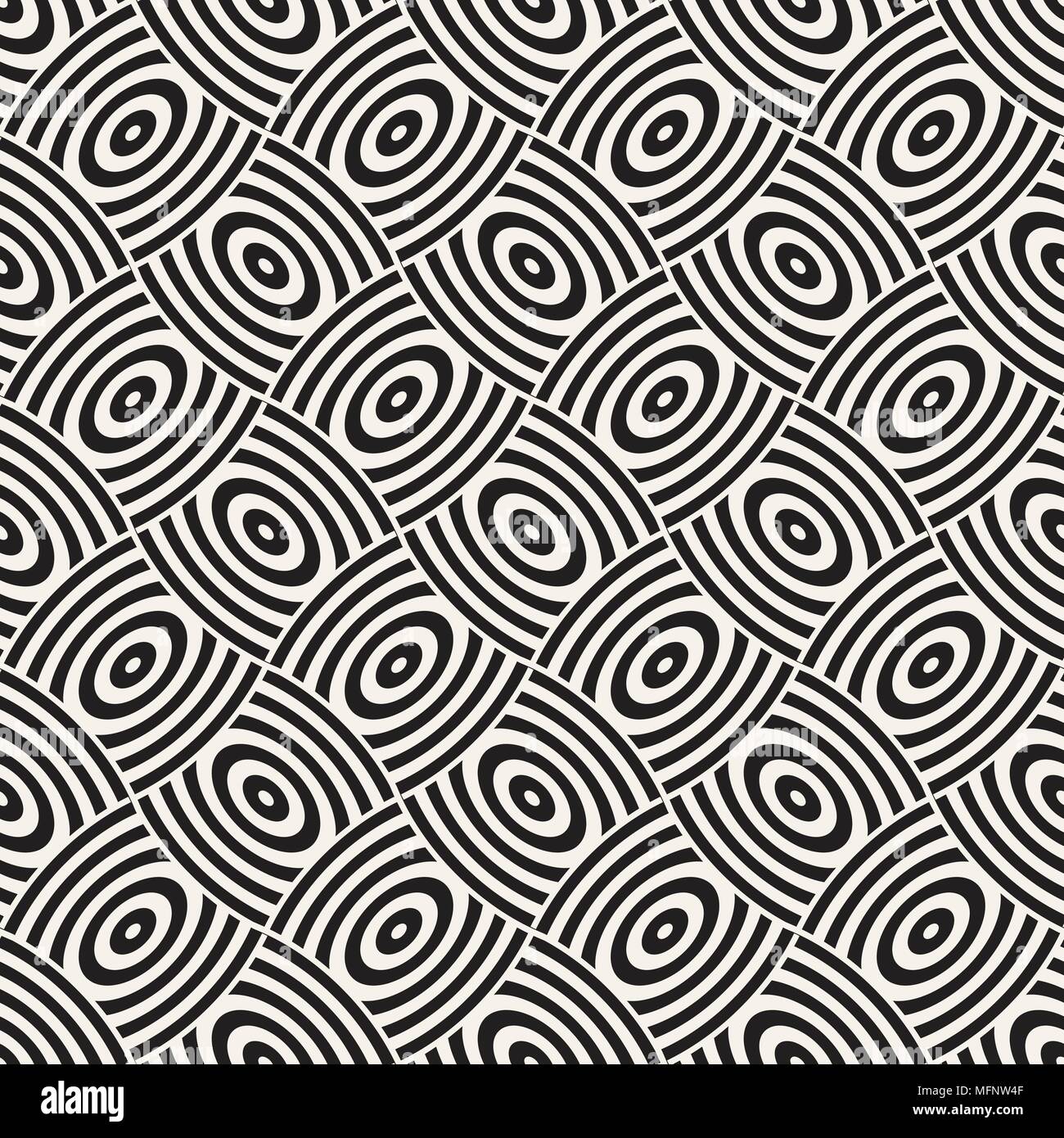 Vector geometric seamless pattern with curved shapes grid. Abstract ...