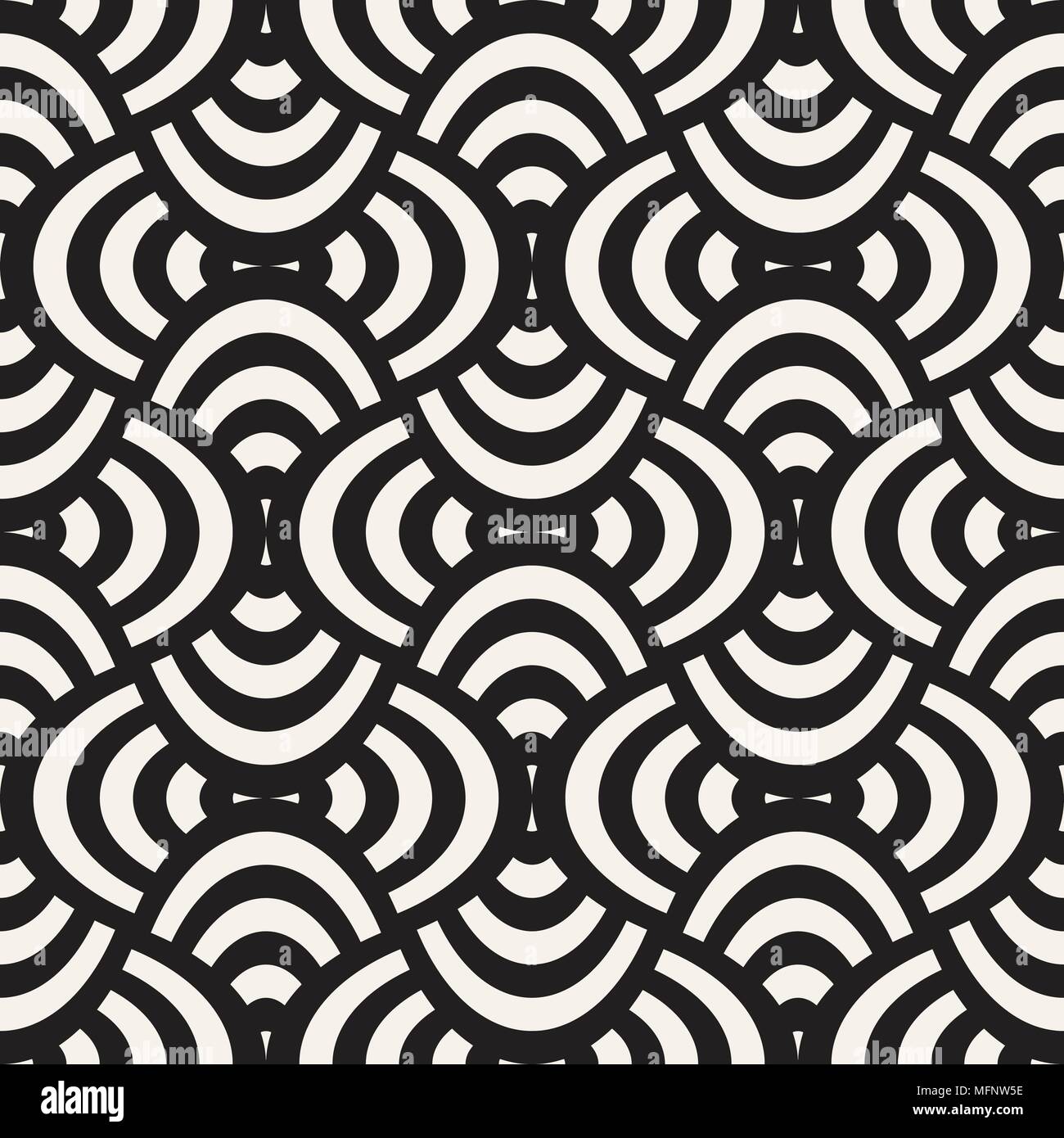 Vector geometric seamless pattern with curved shapes grid. Abstract ...