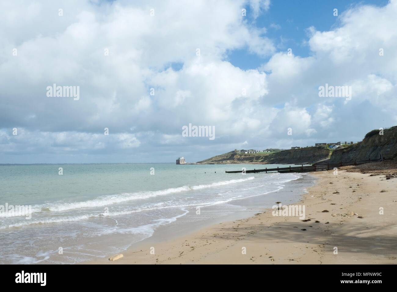 a sunny day with some cloud at colwell bay, isle of wight, united kingdom Stock Photo