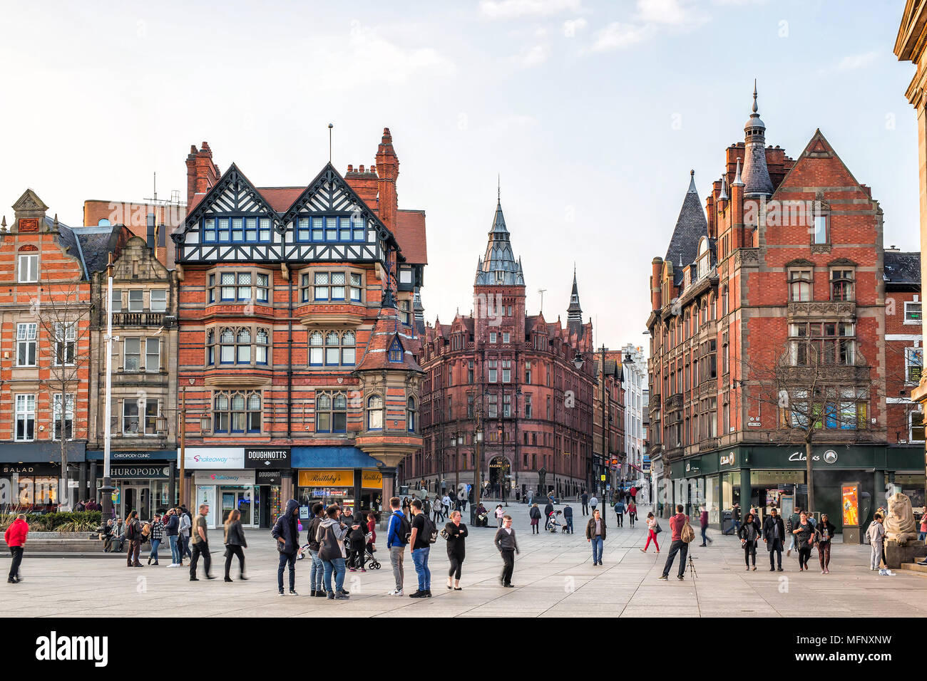 Nottingham City Centre, Watson Fothergill Architecture in Nottingham Old Market Square Stock Photo