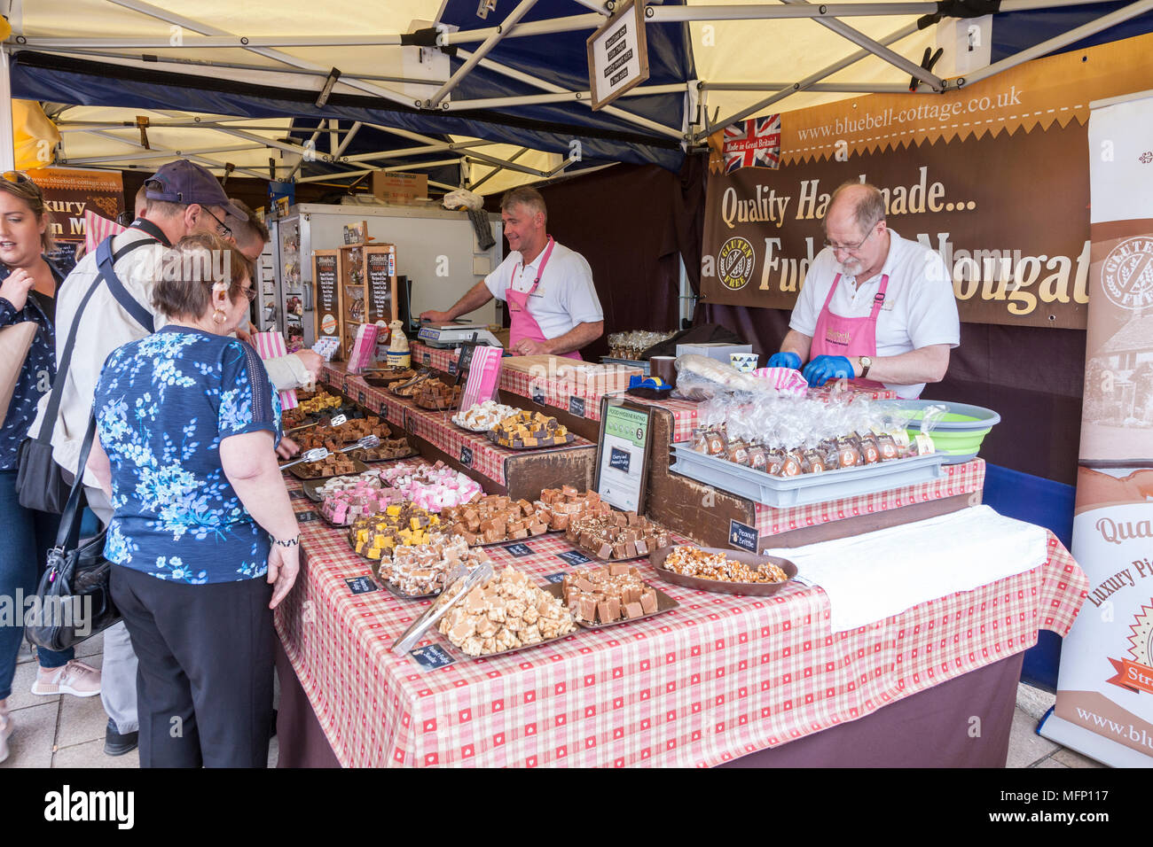 Fudge Stall on the market. Stratford upon Avon, Warwickshire, 22nd