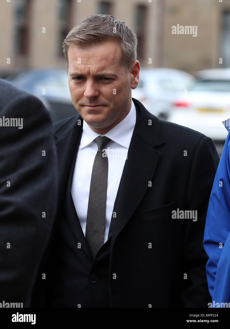 Canadian pilot Jean-Francois Perreault at Paisley Sheriff Court, who along with Imran Zafar Syed had been accused of being over the legal alcohol limit as they prepared to fly an Air Transat passenger jet from Glasgow to Toronto. Both men have been cleared after key evidence was destroyed by prison staff. 23/03/2017 Stock Photo
