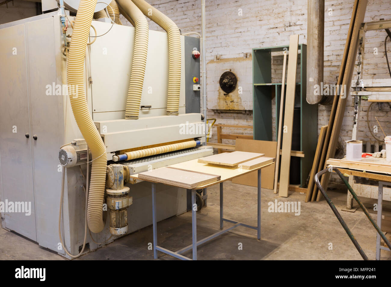 woodworking factory workshop Stock Photo