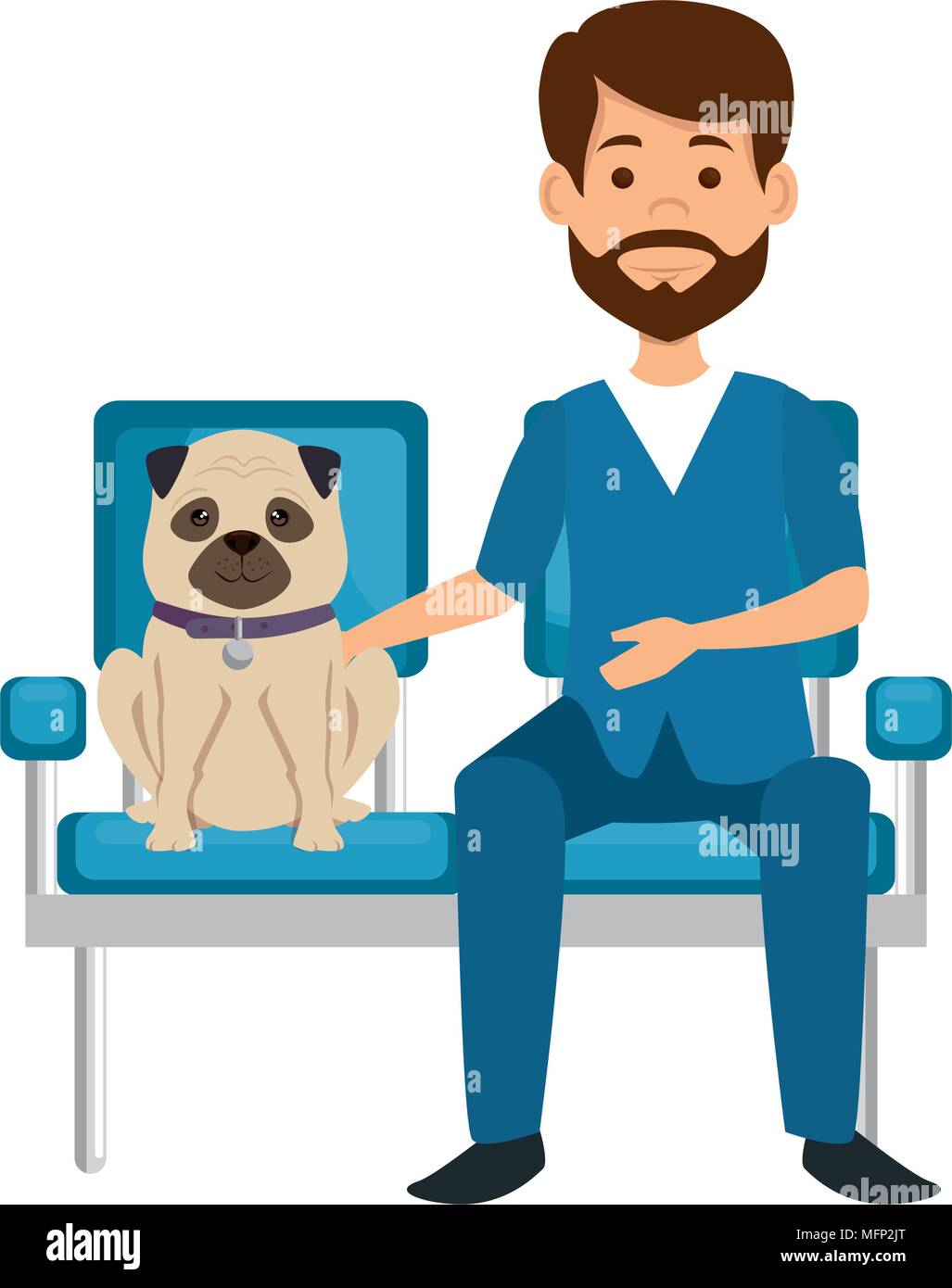 veterinary doctor in chair with dog avatar character vector