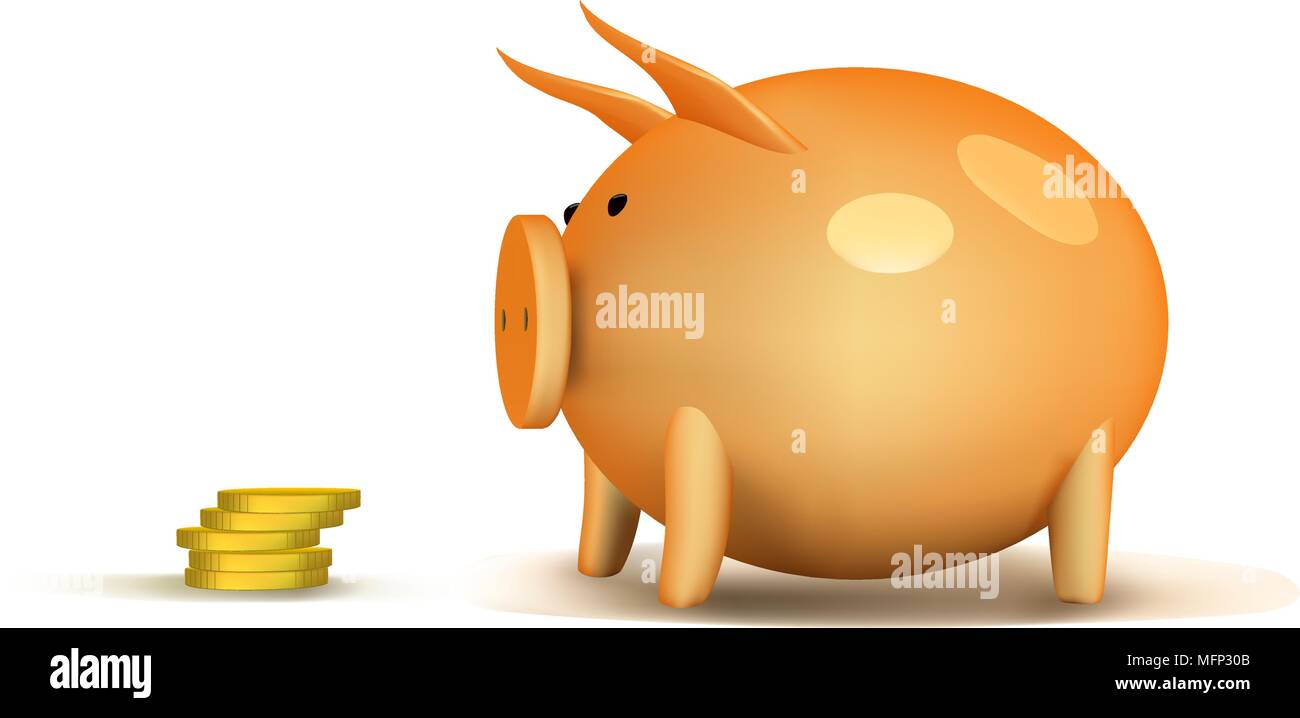 3d piggy bank style money box isolated on a white background Stock Vector