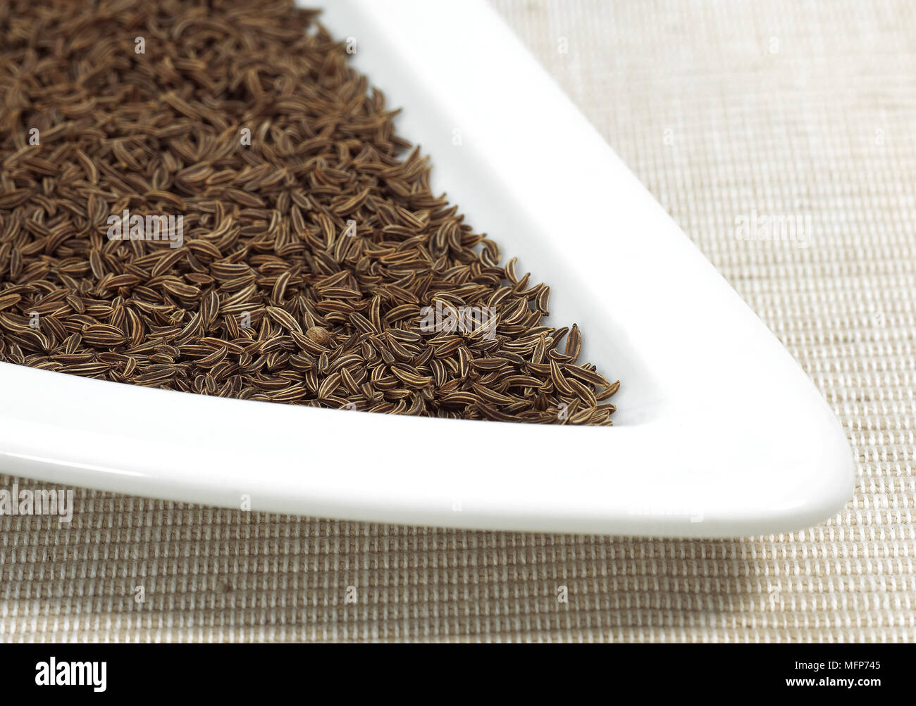 Caraway, carum carvi, Seeds in Plate Stock Photo