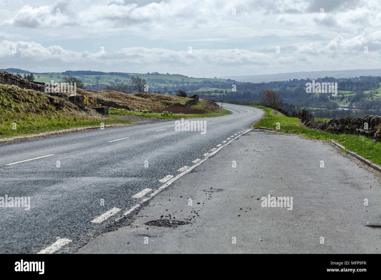 Bend on the B6282 road leading from Middleton in Teesdale,England,UK Stock Photo