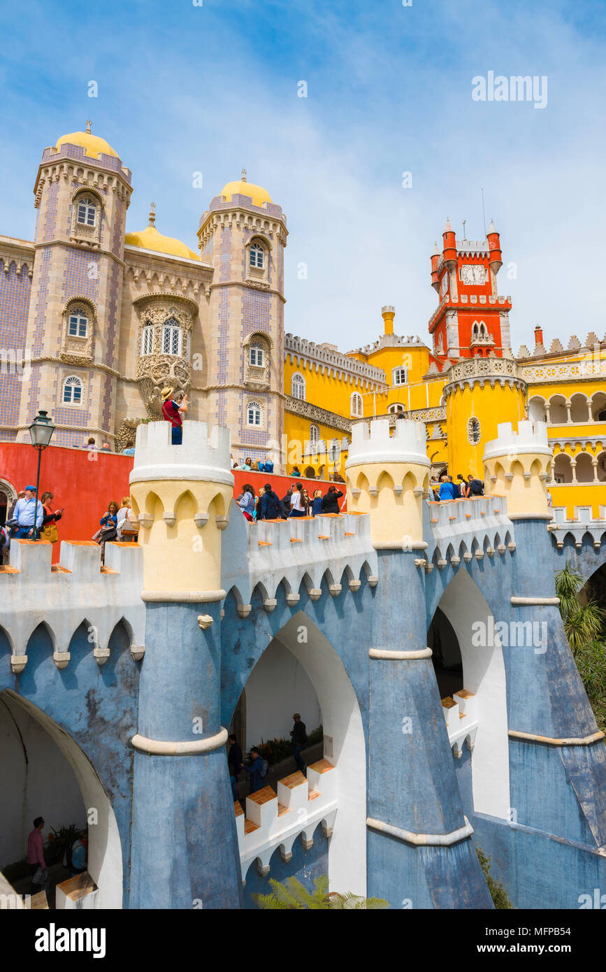 https://c8.alamy.com/comp/MFPB54/sintra-portugal-view-of-the-colorful-landmark-palace-the-palacio-da-pena-sited-on-a-hill-to-the-south-of-sintra-portugal-MFPB54.jpg