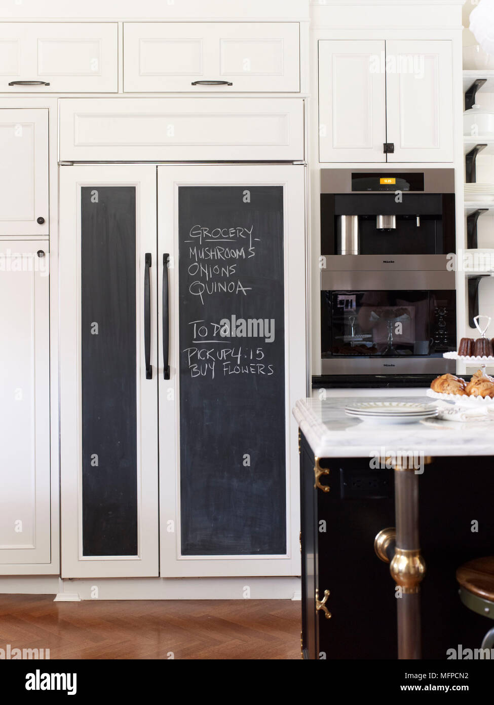 Modern kitchen with white units, New Jersey, USA Stock Photo Alamy