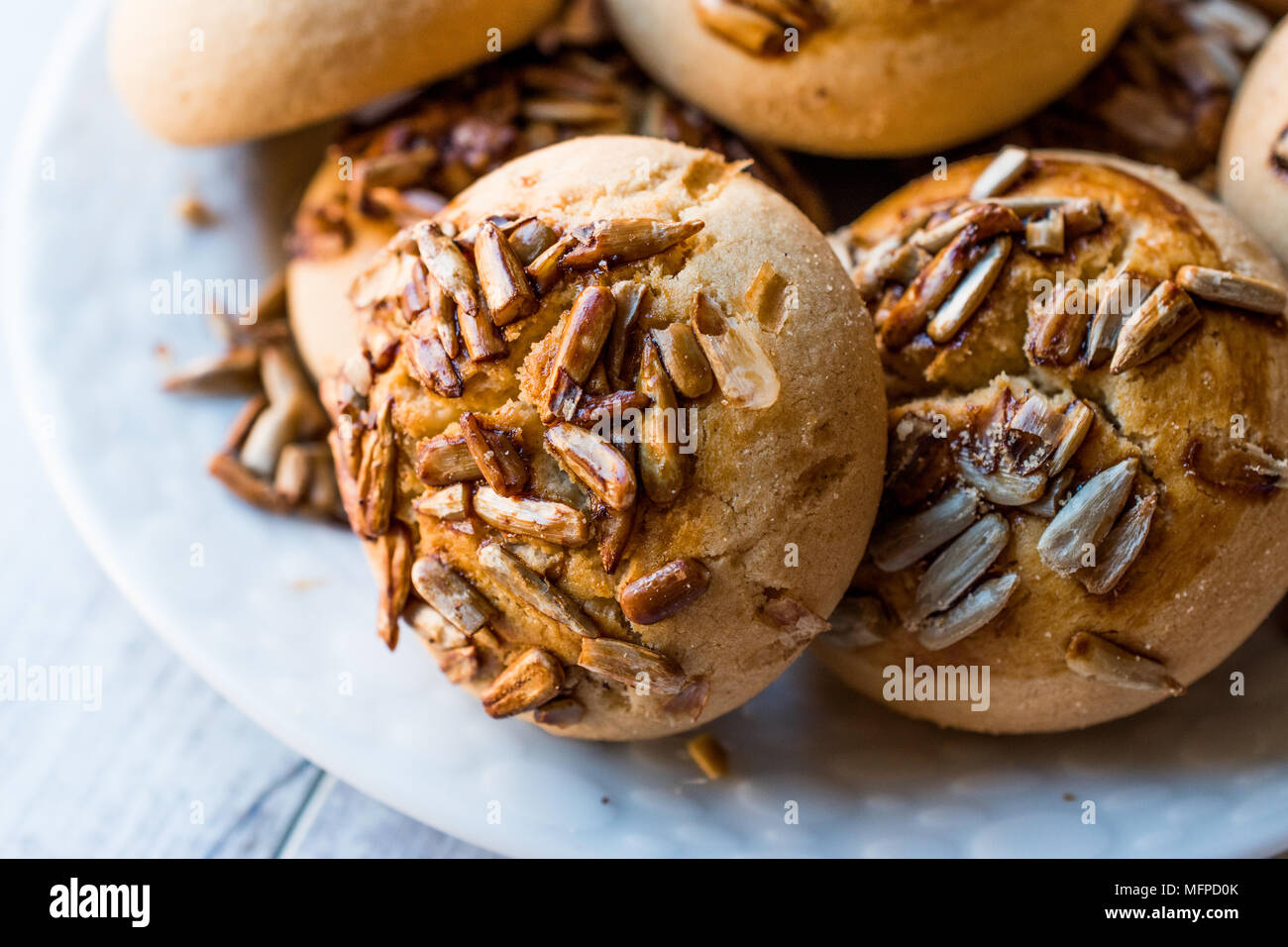 Stack of Cookies with Sunflower Seeds. Gluten Free Stock Photo Alamy