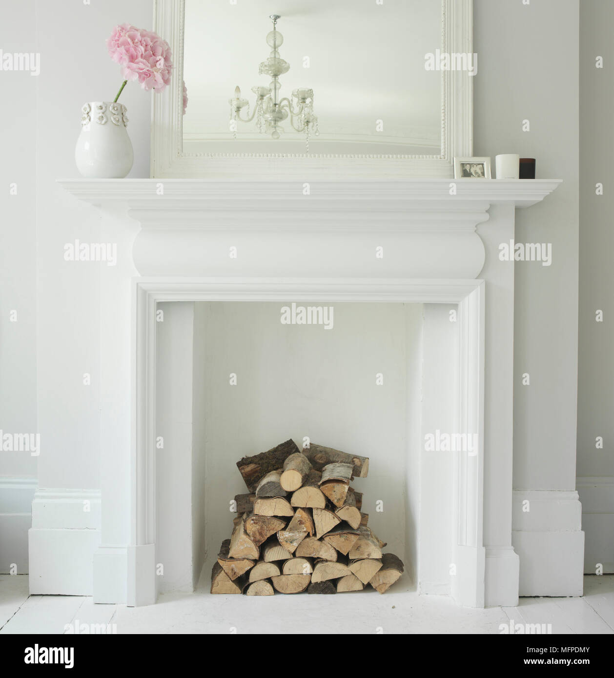 White Mirror Over Fireplace