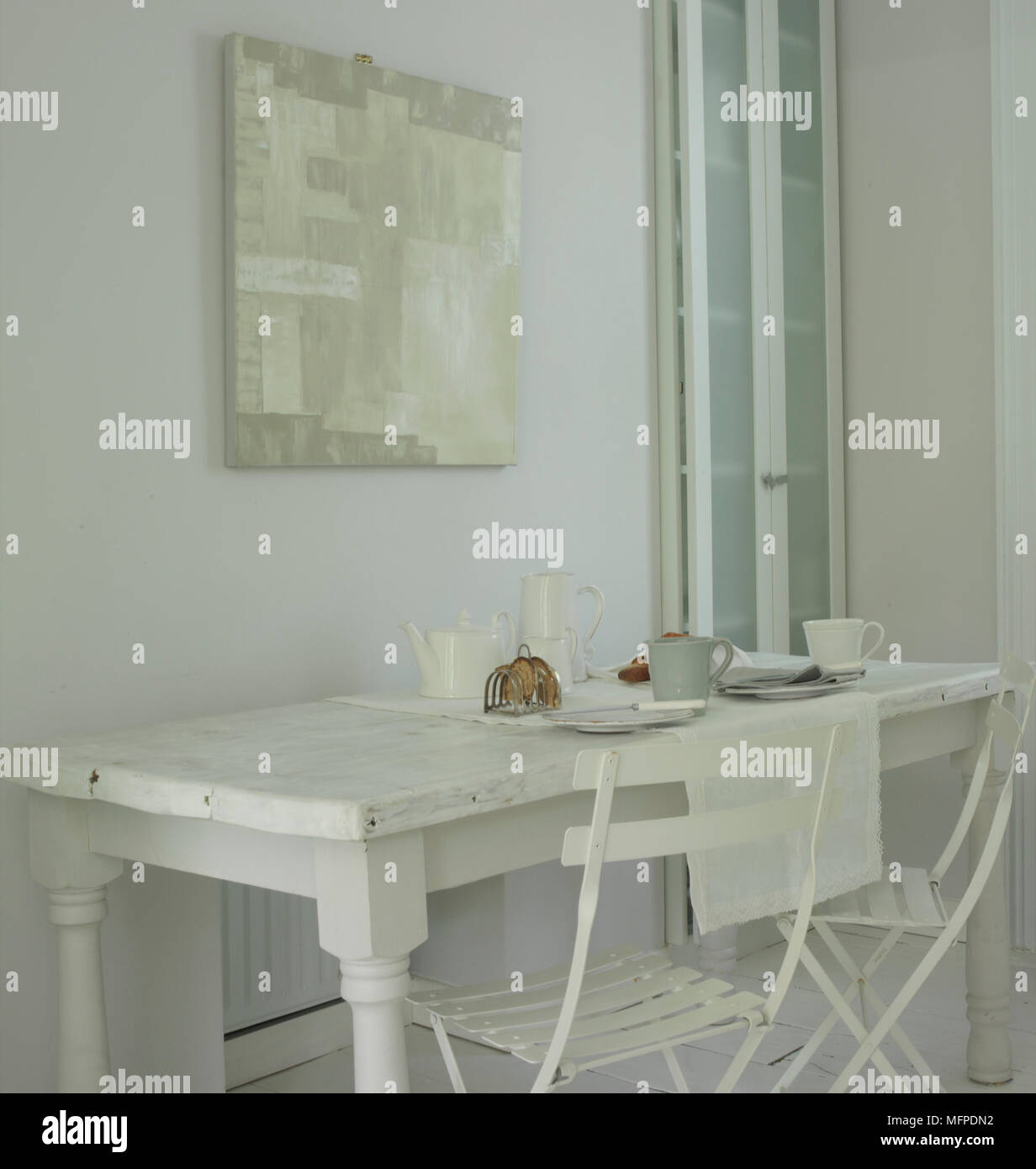 Detail Of A Modern Country Style Dining Room White Wooden