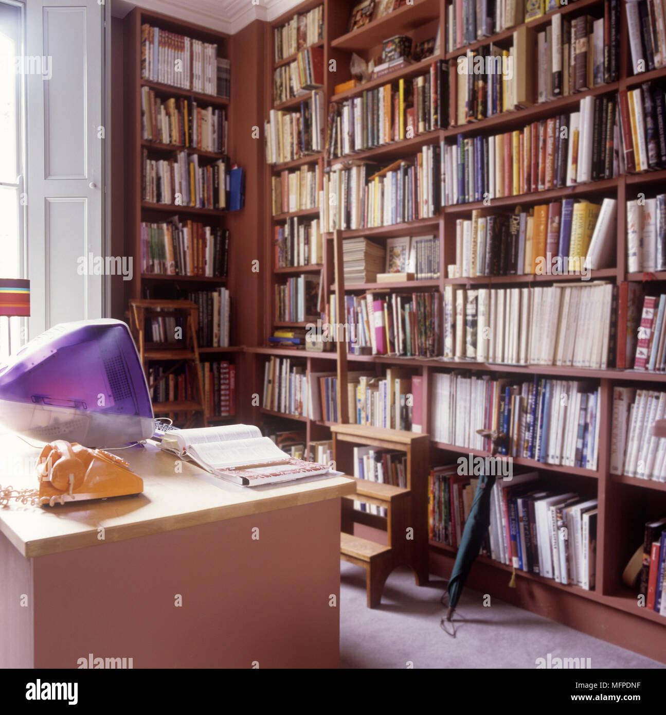 A Home Office With Book Shelves And Computer On Desk Stock Photo Alamy A Home Office With Book Shelves And Computer On Desk Stock Photo Alamy