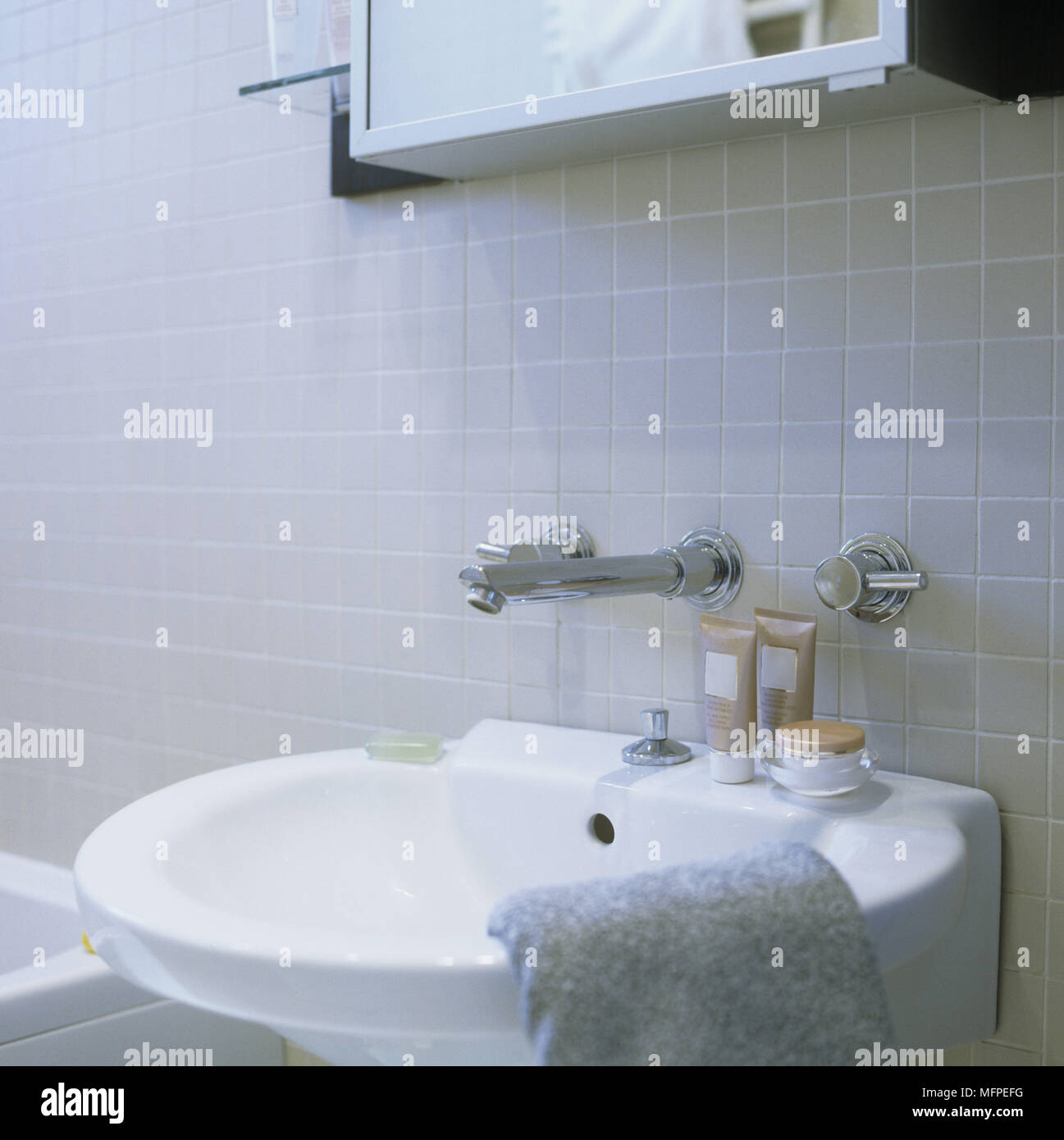 Modern bathroom detail of a sink Stock Photo