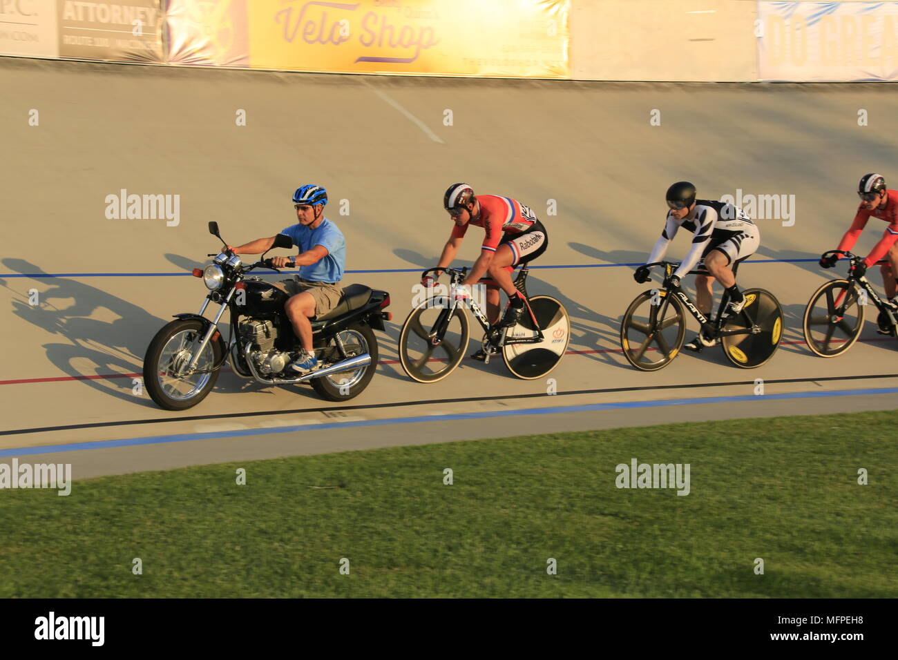 Keirin track racing pace setter, T-Town Stock Photo