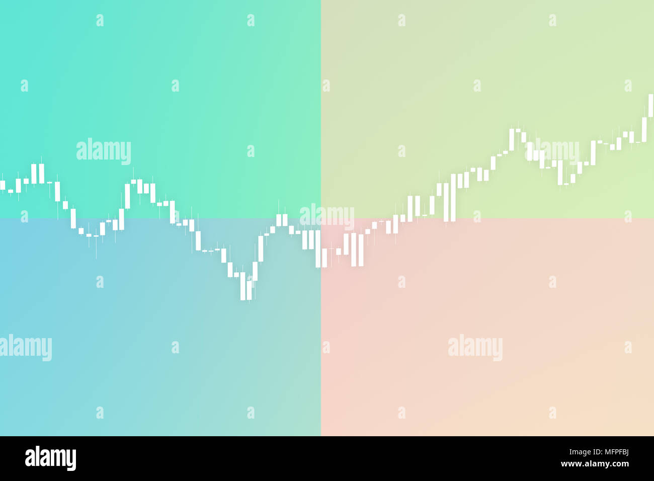 Market Chart With White Color Bars On Color Background 3d - 