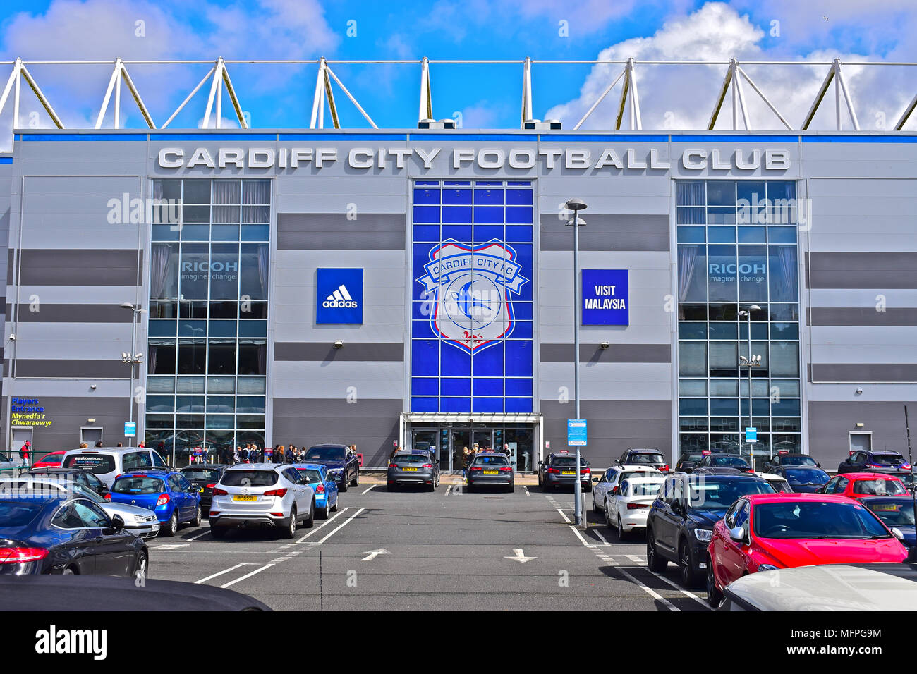 Cardiff City Football Club Stadium, Leckwith, Cardiiff, South Wales.Close  up of main entrance Stock Photo - Alamy