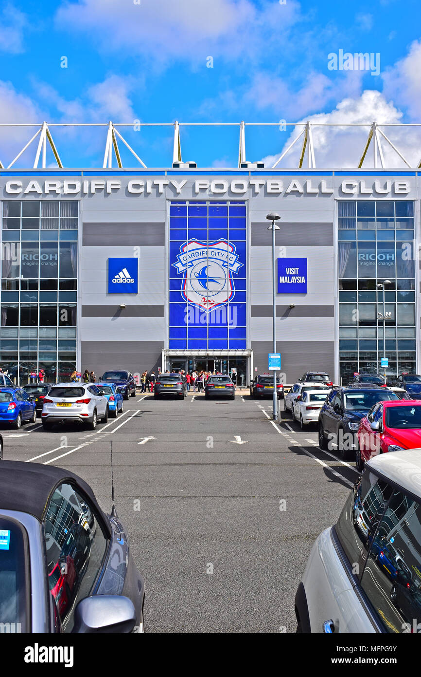 Cardiff City Football Club Stadium, Leckwith, Cardiiff, South Wales.Close  up of main entrance Stock Photo - Alamy