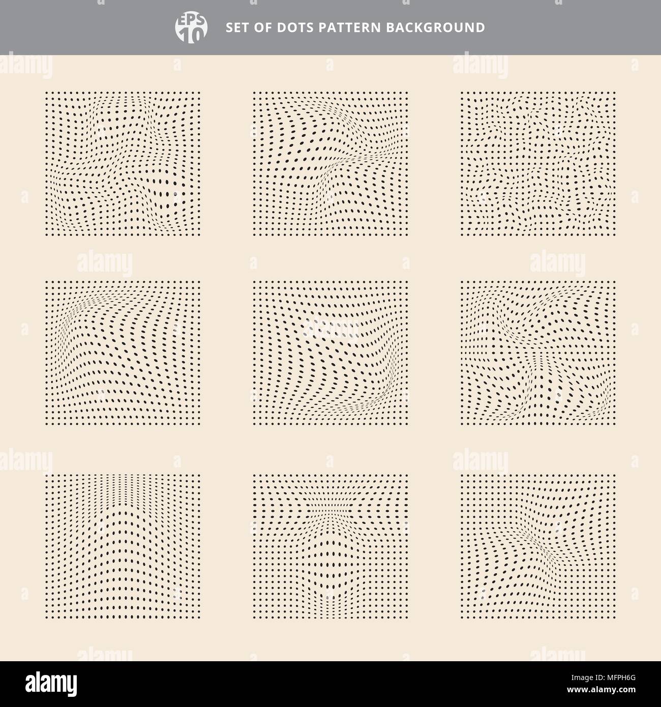 Set of dots pattern wave background, Rough texture. Vector illustration Stock Vector