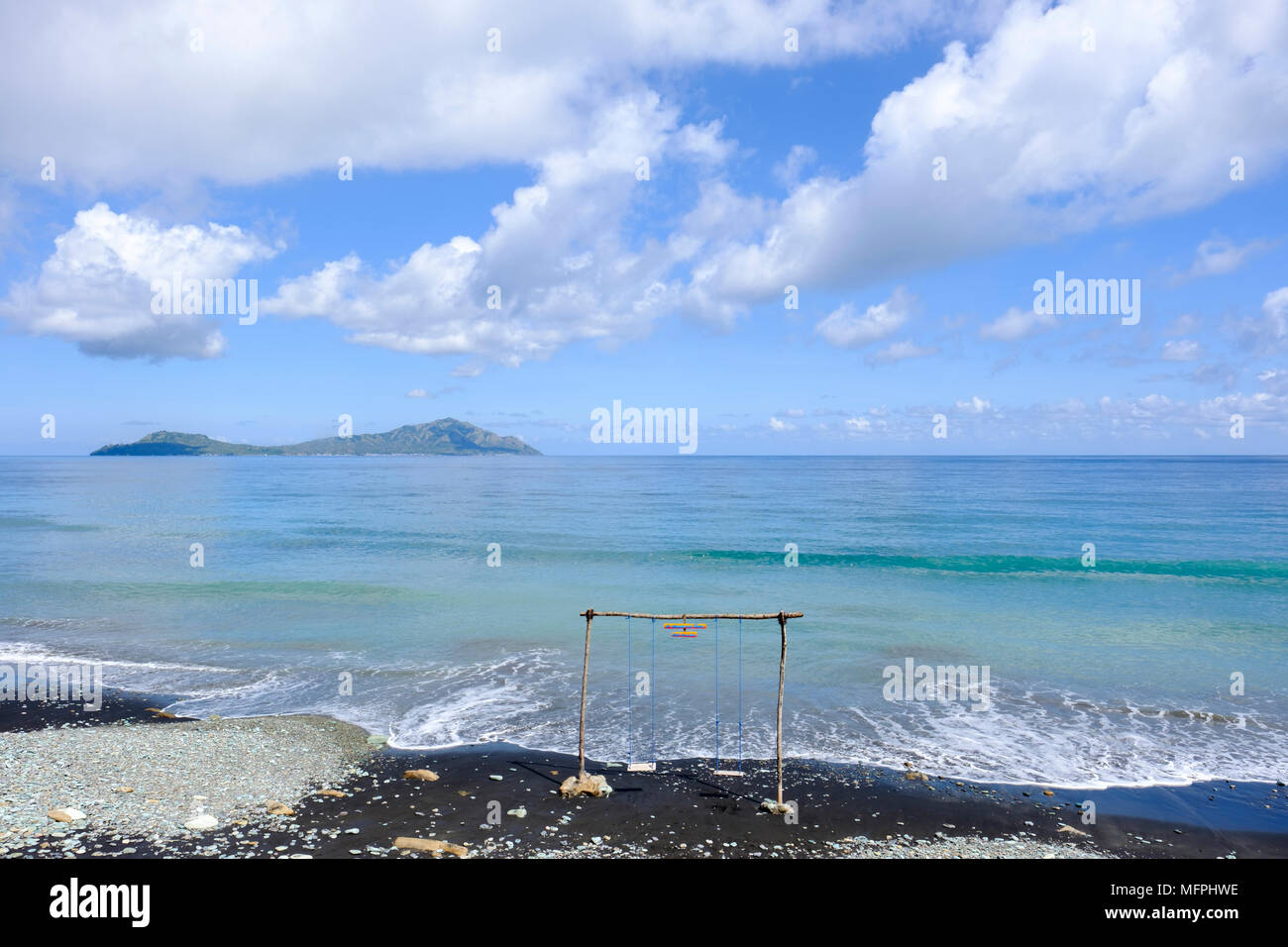 Blue Stone Beach (Pantai Penggajawa), Ende Regency, Flores Island, Indonesia. Stock Photo