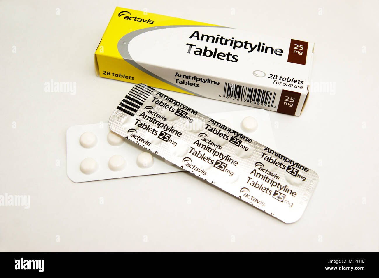 Amitriptyline tablets for depression & depressive disorders Stock Photo