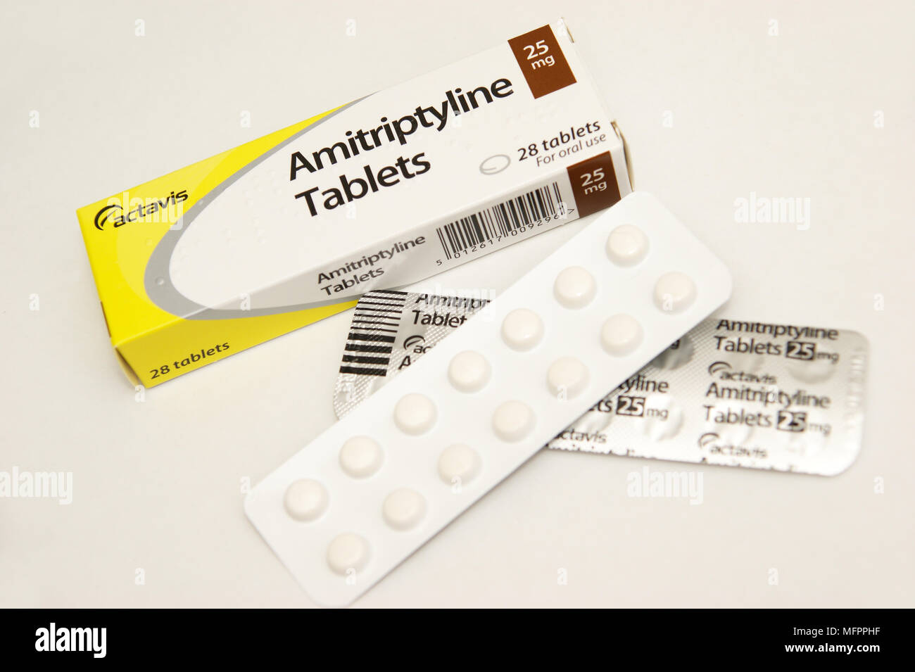 Amitriptyline tablets for depression & depressive disorders Stock Photo