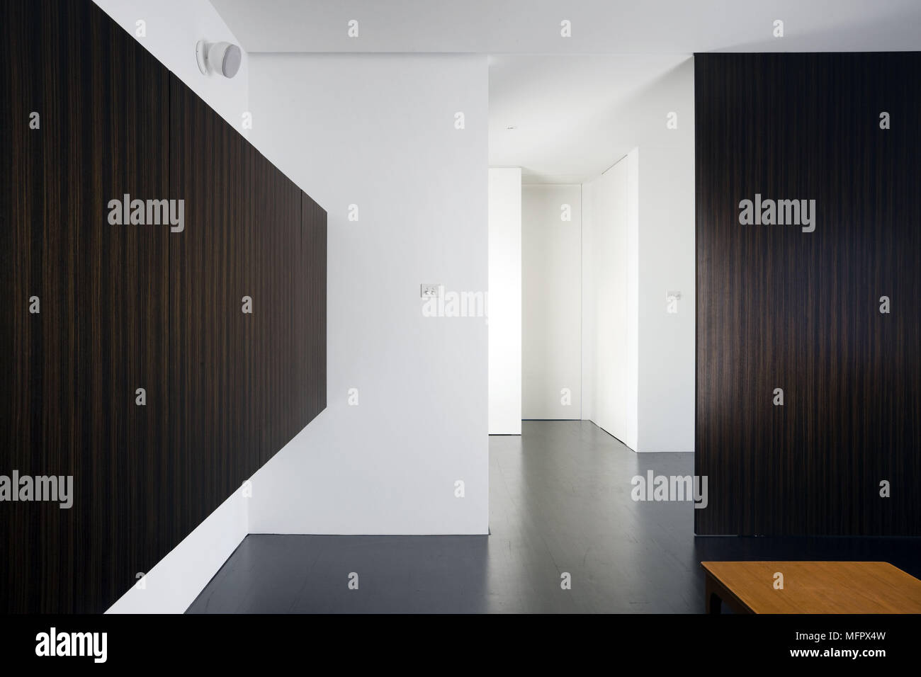 Minimalist room with wood panelling Stock Photo