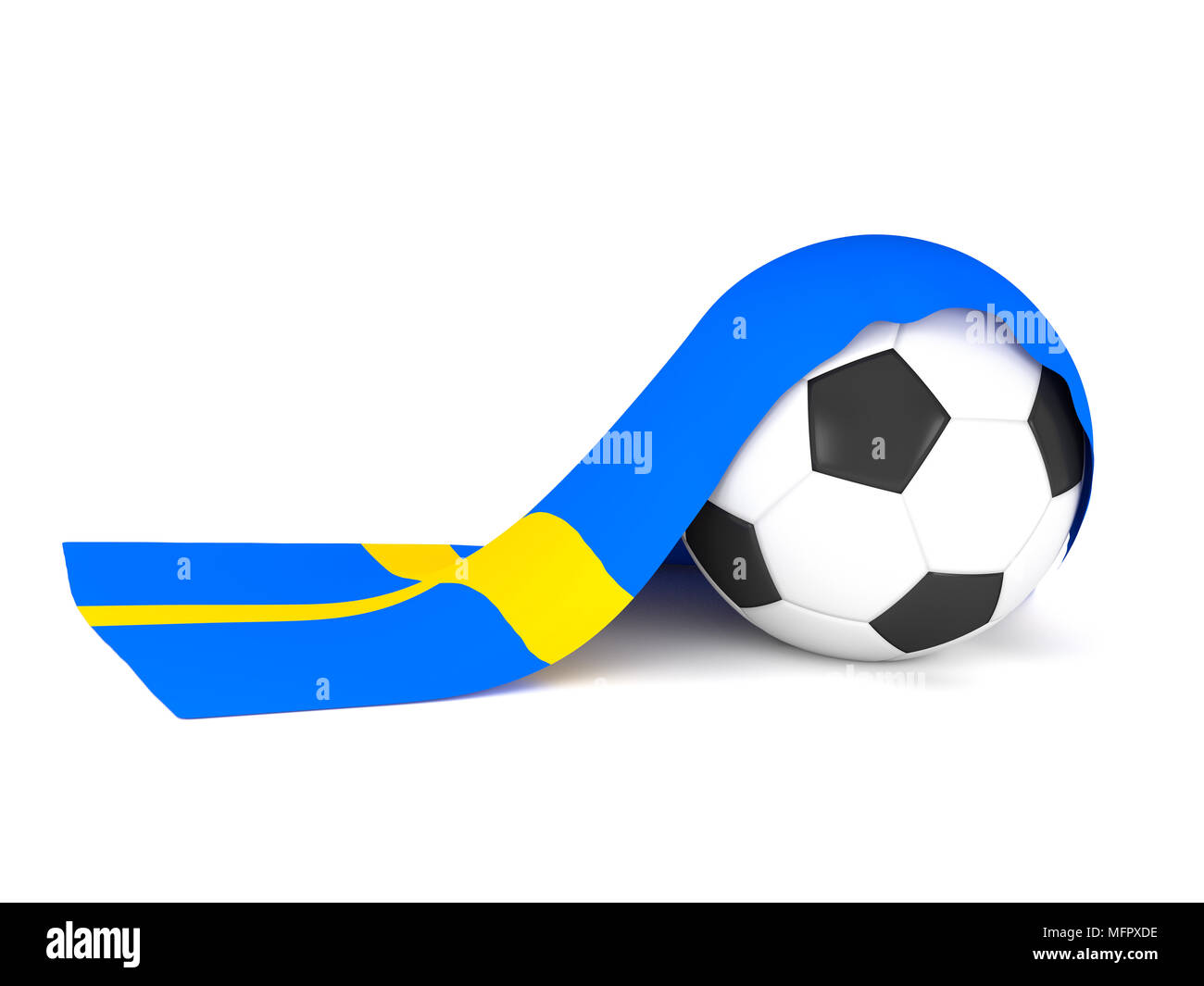 Soccer ball with the Swedish flag, soccer championship concept 3d rendering Stock Photo