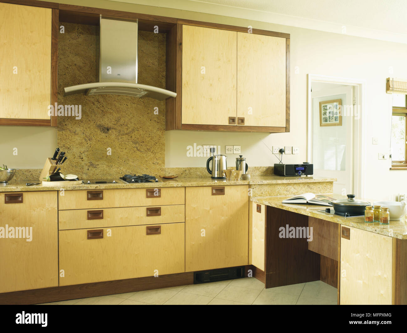 Cooker hood above hob in contemporary kitchen Stock Photo Alamy