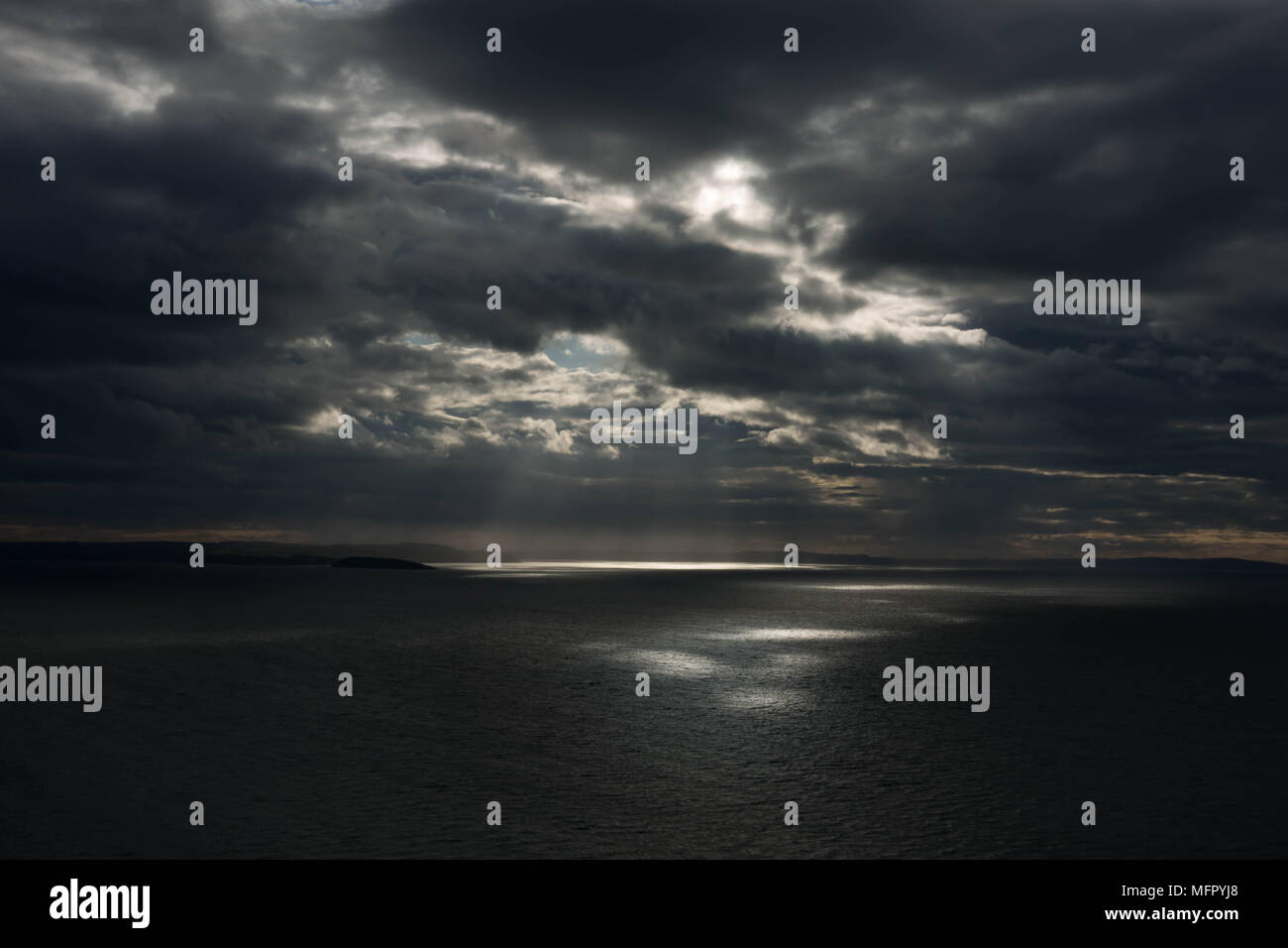 Dramatic evening sky over Irish Sea near The Great Orme. Conwy. Wales Stock Photo