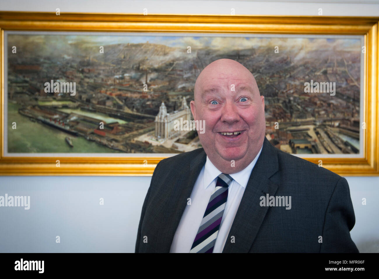 The Mayor of Liverpool, Cllr Joe Anderson, pictured in the mayor's Office within the Cunard Building in Liverpool. Stock Photo