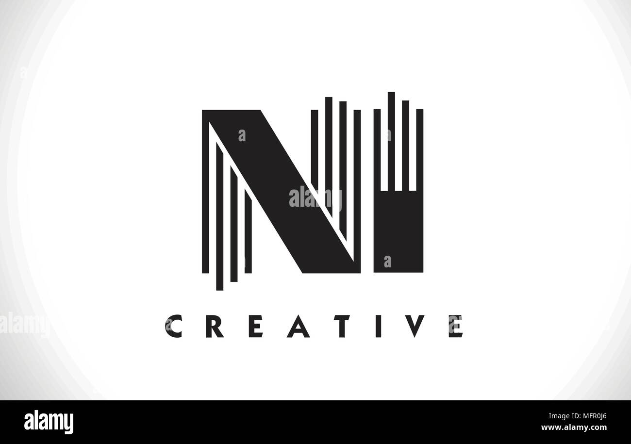 NI Letter Logo With Black Lines Design. Line Letter Symbol Vector Illustration Stock Vector