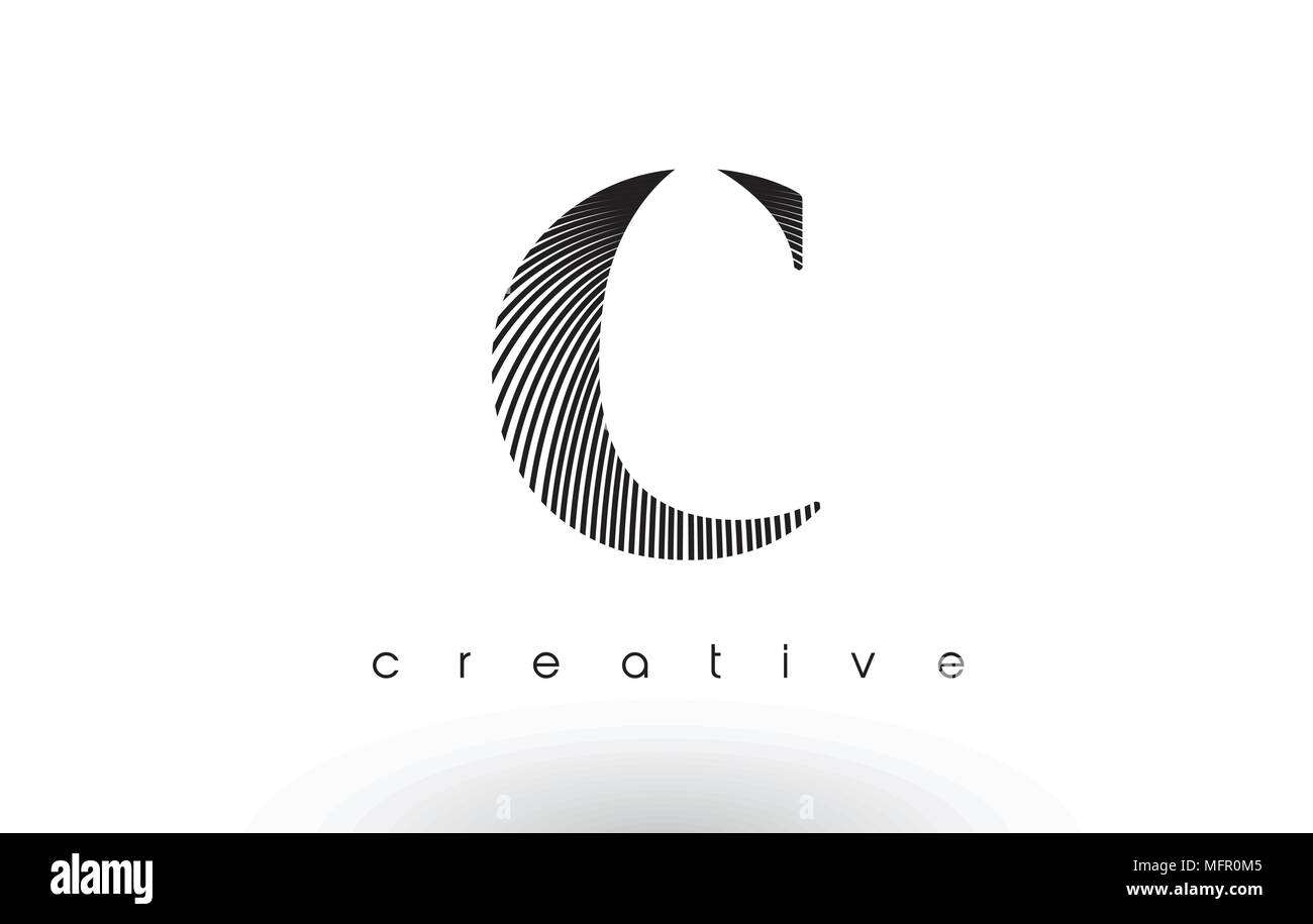 C Logo Design With Multiple Lines. Artistic Elegant Black and White ...