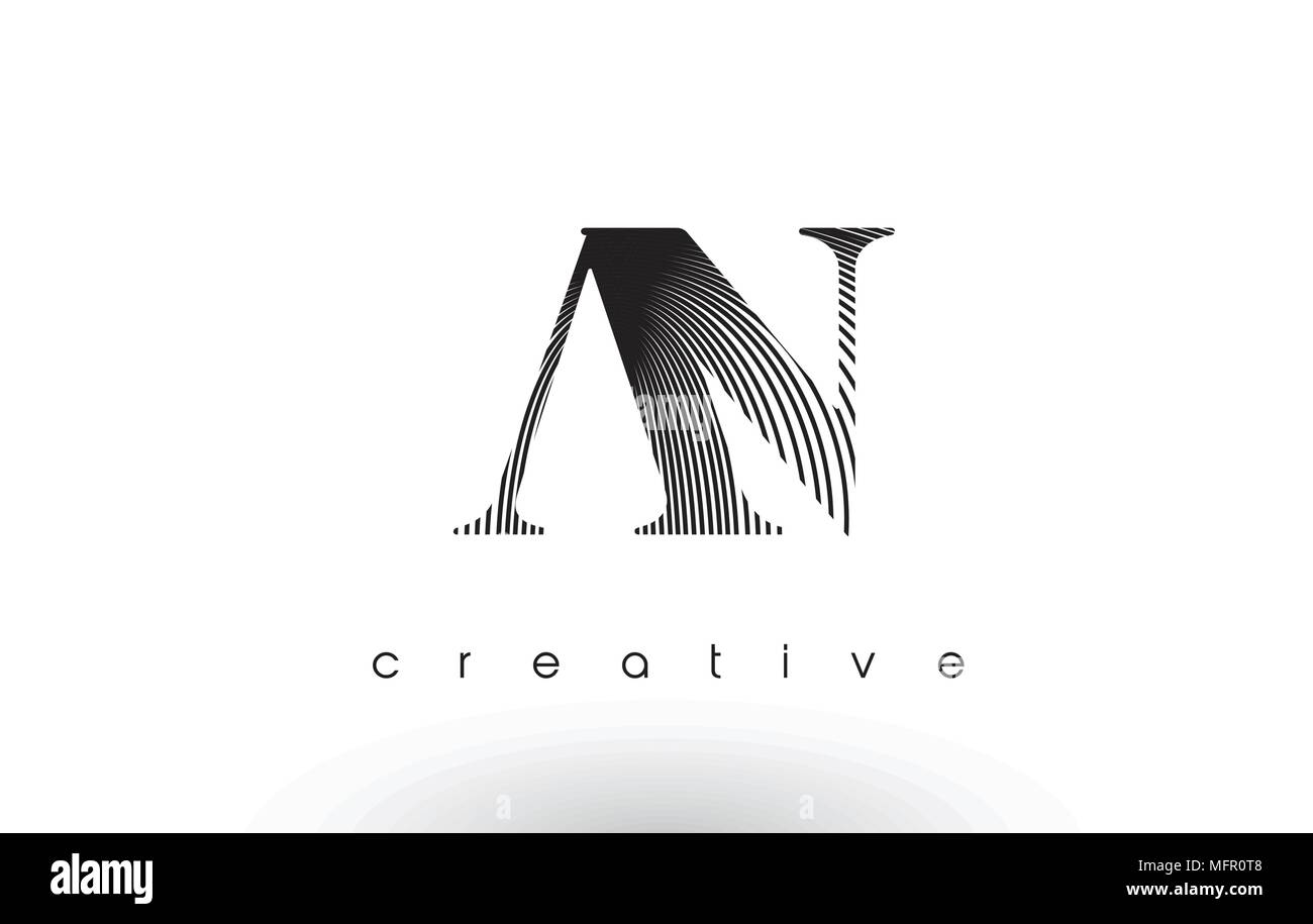 AN Logo Design With Multiple Lines. Artistic Elegant Black and White ...