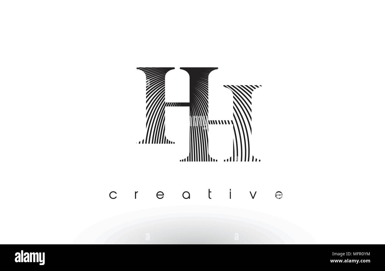 HH Logo Design With Multiple Lines. Artistic Elegant Black and White ...