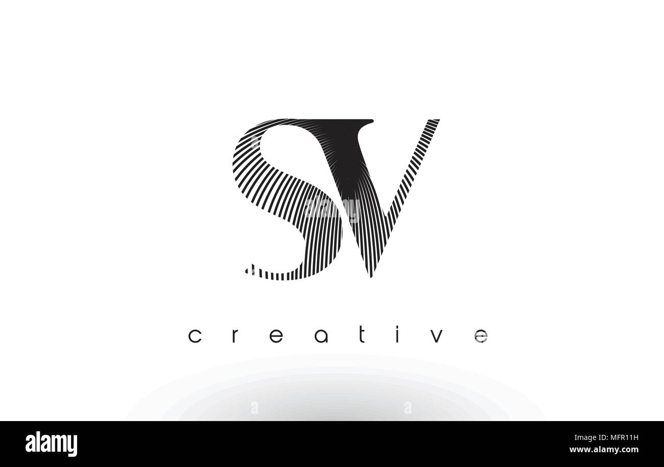 SV Logo Design With Multiple Lines. Artistic Elegant Black and White ...