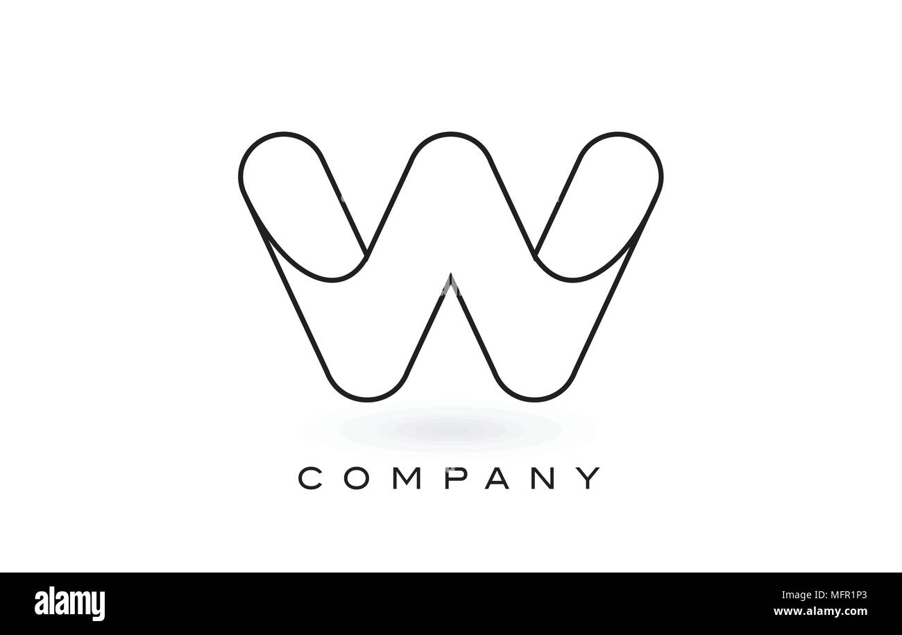 W Monogram Letter Logo With Thin Black Monogram Outline Contour. Modern ...